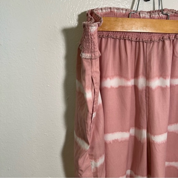 BeachLunchLounge Pull On Wide Leg Pant Pink White Tie Dye XL - Picture 4 of 10